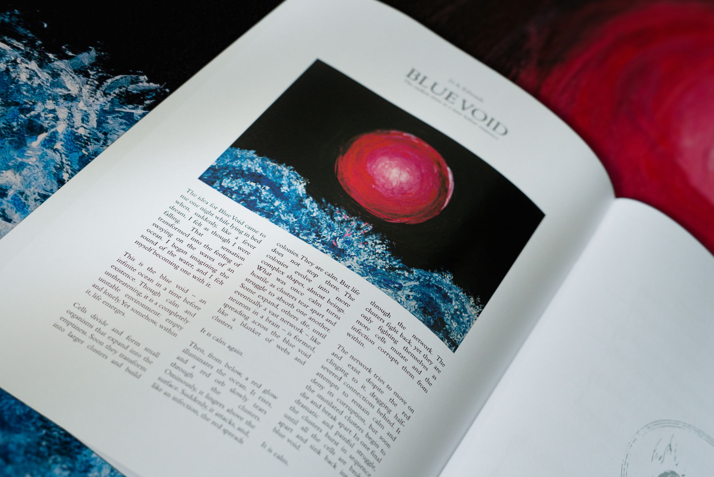 Program notes with a print of the Blue Void painting